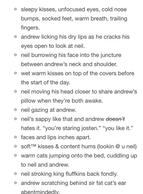 “Headcanon’s about sleepy & soft andreil mornings like 10 years into the future after psu when they’re comfortable and used to sleeping next to each other and exhausted by exy, inspired by my own sleepy self in need of affection™” The Morning After Prompts, Morning After Prompts, Sleep Writing Prompts, Sleeping Prompts, Sleepy Writing Prompts, Sleepy Otp Prompts, Sleepy Prompts, Andreil Headcanon, Morning After Aesthetic