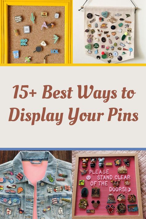 15+ Best Ways to Display Your Pins What To Do With Pins And Buttons, Selling Enamel Pins, Collector Pin Display Ideas, Award Pin Display Ideas, Pin Collection Storage, Hat Pin Display Ideas, Brooch Collection Display, Places To Put Enamel Pins, Display Badges Ideas