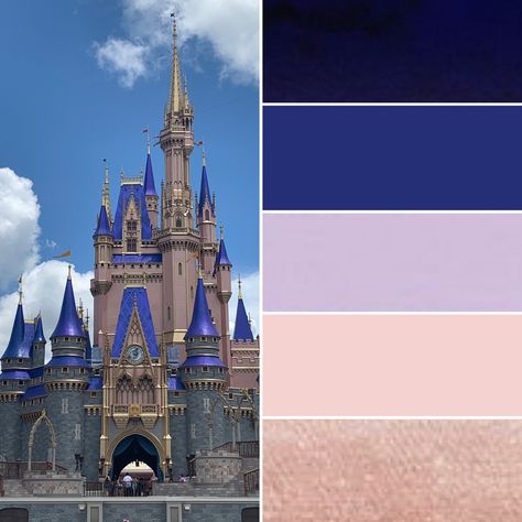 Disney Castle Color Palette, Vintage Disney Color Palette, Disney Color Pallette, Disney Color Palette, Disney Dorm, Theatre Decor, Travel Agent Business, Disney Journal, Disney Bathroom