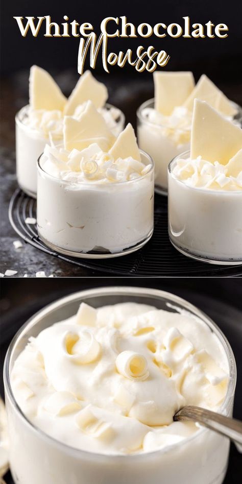 White Chocolate Mousse Recipe, Flat Slippers For Women, Mousse Recipes Easy, 2 Ingredient Desserts, Baking Hacks, Cheesecake Mousse, White Chocolate Mousse, Chocolate Mousse Recipe, Mousse Dessert