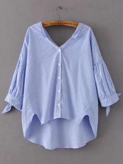 joefsf Dip Hem Blouse, Blouses Casual, Batwing Sleeve Blouse, Blouse Casual Fashion, Striped Shirts, Iranian Women Fashion, High Low Blouse, Fashion Tops Blouse, Sleeves Designs For Dresses