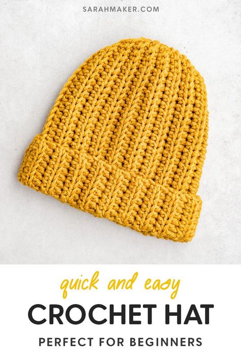 Simple Crochet Winter Hat for Newcomers- #Beginners #Crochet #Easy #Hat #winter Check more at https://howcandothis.com/diyideas/simple-crochet-winter-hat-for-newcomers/ Crochet Beanie All Sizes, Crochet Hat For Beginners Free, Easy Ribbed Crochet Beanie, Crochet Rib Hat Pattern Free, Crochet Hat Easy Free Pattern, Fast And Easy Crochet Beanie, Crochet Hat Quick, Crochet Ribbed Beanie Size Chart, Crochet Hat Beanie Free Pattern