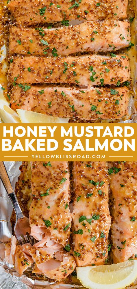 Mustard Salmon Recipes, Honey Mustard Salmon Recipes, Salmon Honey, Salmon In Foil Recipes, Honey Mustard Recipes, Whole Grain Mustard, Honey Mustard Salmon, Homemade Honey Mustard, Mustard Salmon