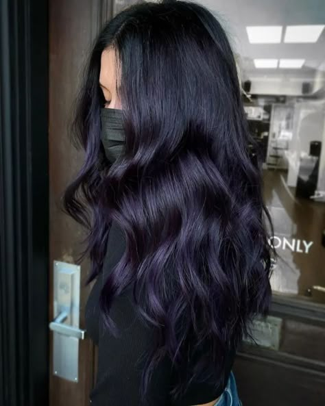 Purple Black Hair, Dark Purple Hair Color, Dark Purple Hair, Plum Hair, Hair Tint, Hair Color Purple, Hair Advice, Pretty Hair Color, Hair Dye Colors