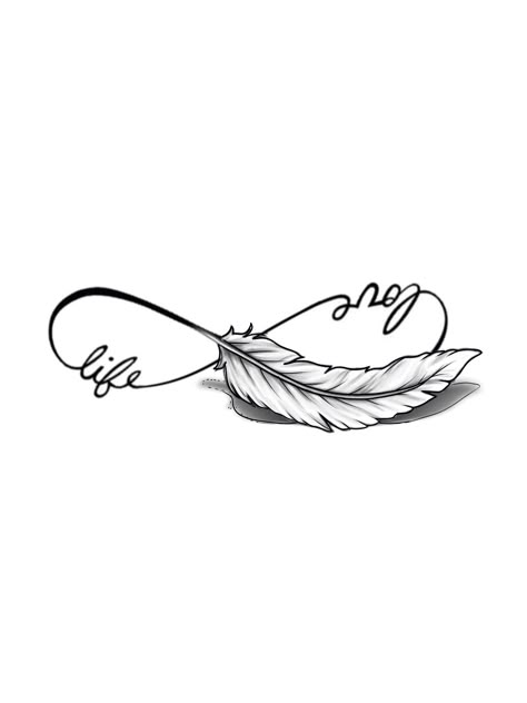 Infinity Feather Tattoo Design For Women, Infinity Feather Tattoo Design, Infinity Sketch, Out Line Tattoo, Infinity Feather Tattoo, Ag Tattoo, For Arm Tattoo, Infinity Feather, Smaller Tattoos