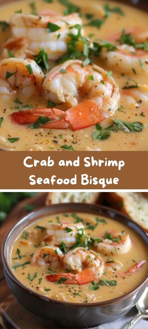 Crab and Shrimp Seafood Bisque - Good For Recipes Seafood Chowder Soup, Crab And Shrimp Seafood Bisque, Bisque Recipes, Seafood Bisque Recipe, New Meal Ideas, Crab And Shrimp, Homemade Chicken And Dumplings, Soup Sandwich, Seafood Bisque