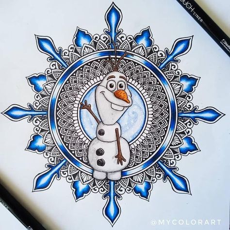 A Twist on a Traditional Mandala Drawing Snowman Mandala Art, Christmas Mandala Art With Pen, Christmas Mandala Art Drawing, Christmas Mandala Drawing, Simple Christmas Drawing Ideas, Doodle Art Christmas, Colorful Mandala Drawing, Christmas Mandala Coloring Pages, Christmas Mandala Art