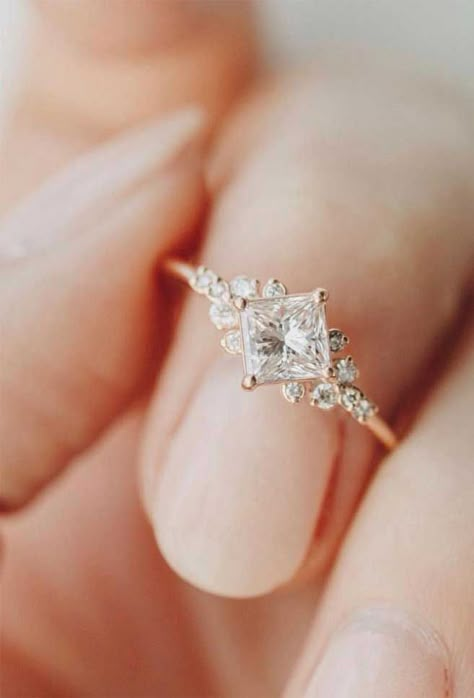 Unique engagement ring that melt your heart Gold Diamond Wedding Band, Aquamarine Engagement Ring, Gorgeous Engagement Ring, Princess Cut Diamond, Dream Engagement Rings, Dream Engagement, Wedding Rings Unique, Maybe One Day, Ring Ideas