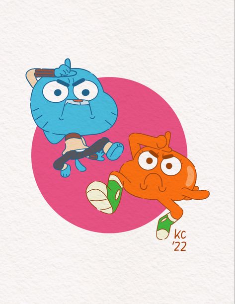 The Amazing World of Gumball illustration using Procreate Gumball And Darwin Painting Canvas, Amazing World Of Gumball Tattoo Ideas, Gumball And Darwin Sketch, Gumball And Darwin Painting, Gum Ball And Darwin, Gumball And Darwin Tattoo, Gumball And Darwin Drawing, Gum All And Darwin, Amazing World Of Gumball Painting