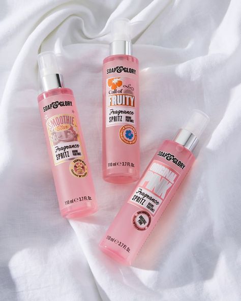 Soap & Glory on Instagram: “Keeping with the Y2K vibes ✨Our fragrance spritz's are back in oh-so-glossy packaging 😍 Which fragrance are you choosing? 🎬⭐ Smoothie Star…” Smoothie Star Soap And Glory, Soap And Glory Moisturizer, Soap And Glory Body Butter, Soap Glory Products, Soap And Glory Gift Set, Glossier Packaging, I Wish You Happiness, Pink Fragrance, Y2k Vibes