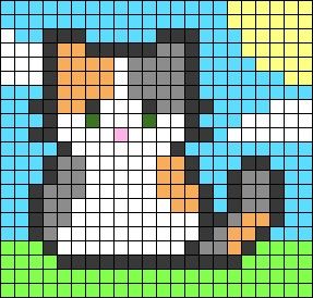 Calico Cat Pixel Art, Calico Cat Perler Beads, Cat Fuse Beads, Squishmallow Pixel Art, Cute Cat Pixel Art, Pixel Art Difficile, Pixel Bird, Pixel Art Chat, Kitten Calico