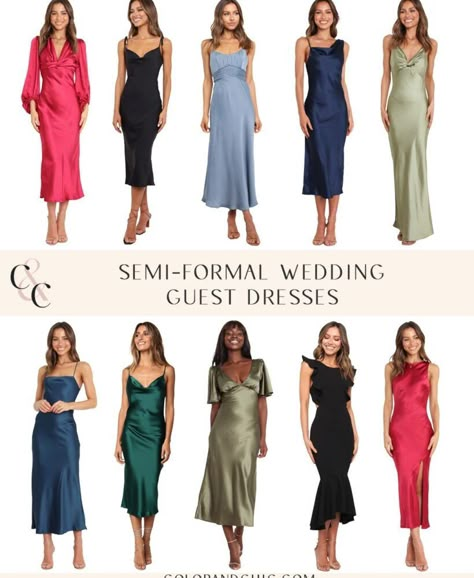 Anniversary Party Outfit Guest, Civil Wedding Guest Outfit, Semi Formal Dress For Women, Wedding Dress Code Guide, Semi Formal Dress Code, Semi Formal Dresses For Wedding, Wedding Dresscode, Semi Formal Wedding Attire, Semi Formal Mujer