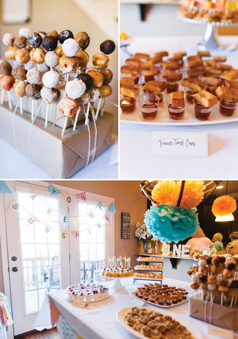 "Good Morning Sunshine" Breakfast First Birthday Party // Hostess with the Mostess® 1st Birthday Brunch, First Birthday Brunch, Breakfast Birthday Party, Breakfast Brunch Party, Birthday Breakfast Party, Bday Brunch, Brunch Party Recipes, Kids Brunch, Breakfast Birthday