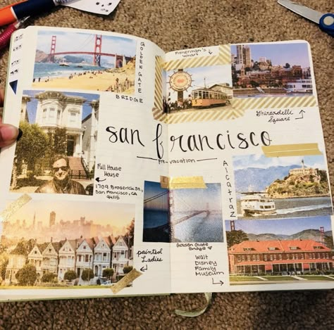 Pinterest @catherinesullivan2017✨ Scrapbook Ideas Drawing, Cute Scrapbook Ideas, Travel Scrapbooking Ideas, Cute Scrapbook, Cute Scrapbooks, Travel Journal Scrapbook, Bullet Journal Cover Page, Scrapbook Inspo, Summer Scrapbook