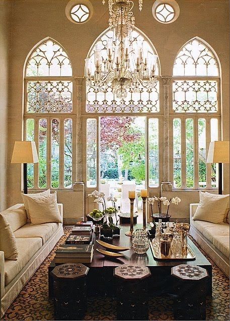 Lovely chapel style windows for the living room. Villa Plan, Beautiful Windows, Pretty Room, A Living Room, Home N Decor, Large Windows, Beautiful Interiors, 인테리어 디자인, My Dream Home