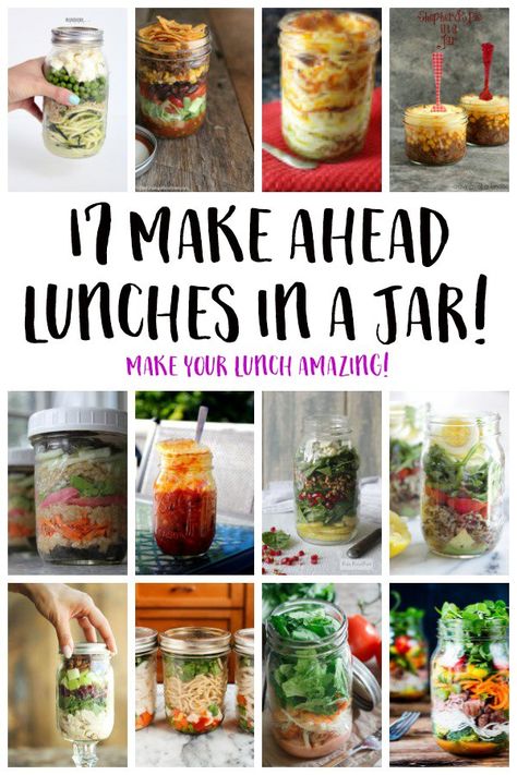 Mason Jar Meals Lunch, Mason Jar Lunch Ideas, Jar Lunch Ideas, Lunch In A Jar, Mason Jar Lunches, Jar Meal Prep, Jar Lunches, Mason Jar Meal Prep, Salads In A Jar