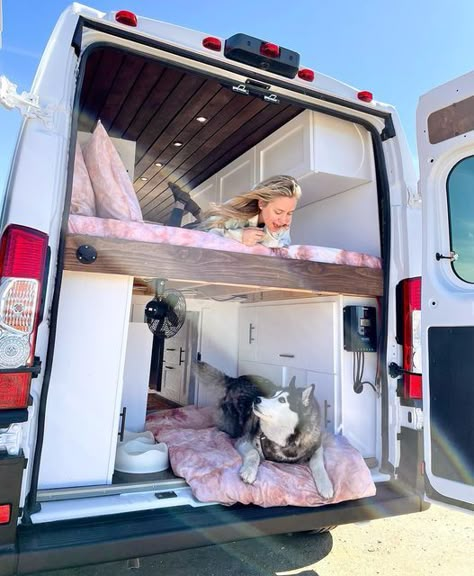 Van Bedroom, Van Room, Dog Friendly Van Conversion, Life In A Van, Van Conversion For Dogs, Dog Van, Campervan Dog Bed, Dog Van Life, Camper Van Dog Bed