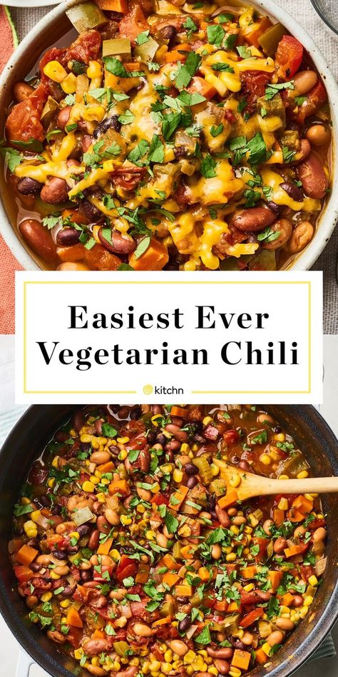 Veggie Chili Recipe Easy, Vegetarian Chili Recipe Easy, One Pot Vegetarian Chili, Vegan Chili Recipe Crock Pot, Best Veggie Chili Recipe, Vegitaren Chili Recipes, Veggie One Pot Meals, Veggie Chili Recipe Crockpot, Chili Recipe Crockpot Vegetarian