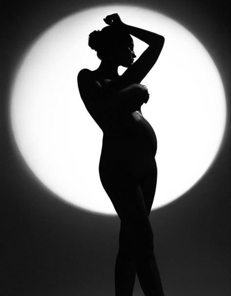 Maternity Photoshoot Silhouette, Silhouette Photography Maternity, Fierce Maternity Shoot, Maternity Shoot Silhouette, Pregnant Art Photography, Maternity Photoshoot Black And White, Maternity Shoot With Blazer, Maternity Mirror Photography, Sultry Maternity Photos