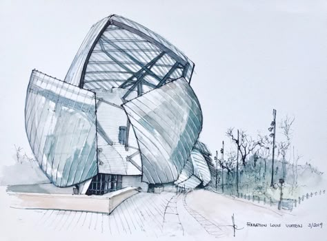 FONDATION Louis VUITTON Architecte : Frank Gehry | Jean Paul ... Frank Gehry Sketch, Wave Building, Frank Gehry Architecture, Kids Architecture, Gehry Architecture, Frank O Gehry, Johnson Wax, Villa Necchi, F Design