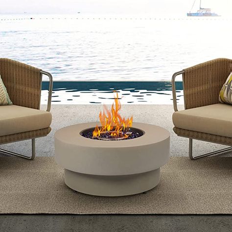 Amazon.com: BAIDE Home Propane Outdoor Fire Pit Table, Flint & Concrete Look 33-inch Round Patio Gas Fire Table 50,000 BTU w/ Lid, Fire Glass, Heavy Duty Rain Cover, 10ft Propane Extension Hose : Patio, Lawn & Garden Outdoor Must Haves, Round Fire Pit Table, Screened In Back Porch, Home Curb Appeal, Concrete Fire Pit, Outdoor Propane Fire Pit, Amazon Furniture, Texas Home Decor, Outdoor Fire Pit Table