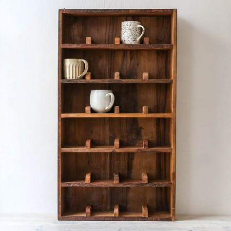 Reclaimed Wooden Wall Shelf - 24 Rooms LOCAL PICK UP ONLY Kitchen Wall Accessories, Mugs Wall Display, Mug Shelves Display, Coffee Wall Ideas, Mug Shelf Ideas, Shelf For Mugs, Mug Shelf Display Diy, Coffee Cup Shelves, Wooden Kitchen Shelf