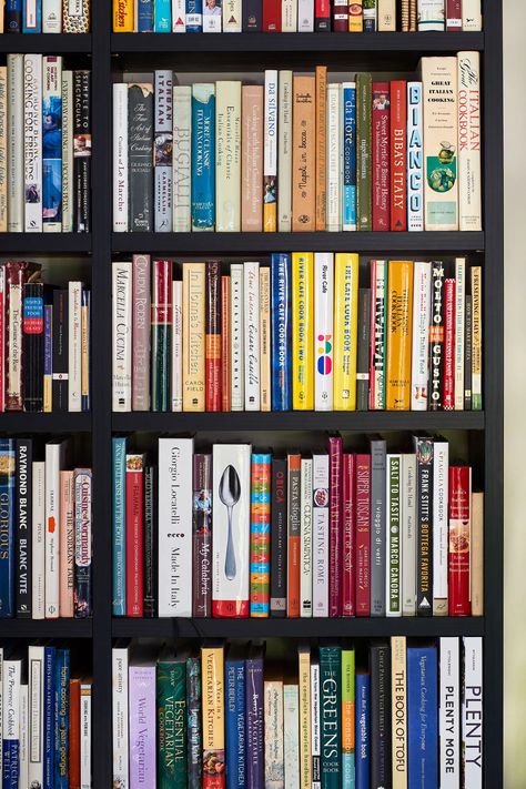 Mile Morales, Cookbook Library, Nancy Meyers Aesthetic, Home Library Ideas, Shamrock Cookies, Kitchen Library, Environmental Portrait, Martha Stewart Home, Ceiling Shelves