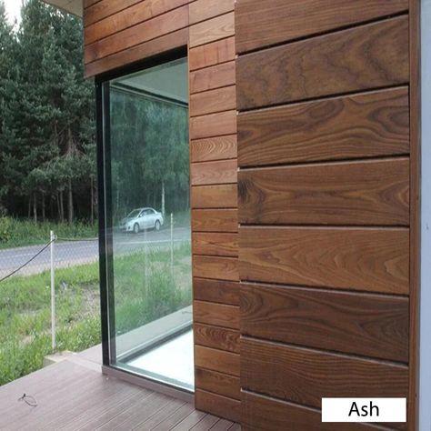 Cedar Siding Exterior, Exterior Wood Cladding, Cedar Siding Colors, Oak Hardwood Floors Colors, Exterior Wood Trim, Exterior Siding Colors, Reclaimed Wood Accent Wall, Oak Mantel, Aluminium Cladding