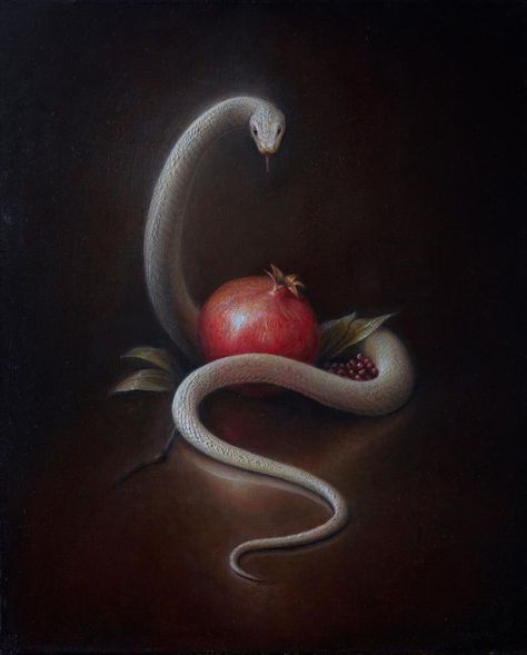 Eden Tree, Snake Painting, Apple Art, Snake Art, Mystical Art, Garden Of Eden, Adam And Eve, Fantasy Aesthetic, Ethereal Art