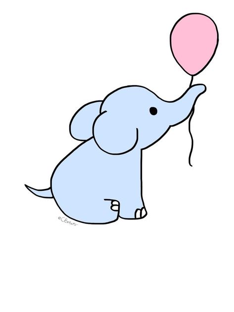 Draw An Elephant, Elephant Drawing, Pink Balloons, Cute Elephant, An Elephant, Baby Elephant, Pencil Drawing, Pencil Drawings, Digital Drawing