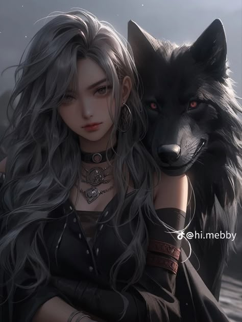 Female Werewolves, Anime Black Hair, Images Kawaii, Anime Show, Wolf Girl, Anime Wolf, Black Wolf, Dessin Adorable, Digital Art Anime