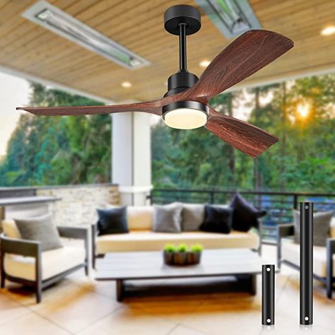 Ceiling Fans with Lights and Remote, 52 Inch Outdoor Ceiling Fan for Patios with Light, Modern Ceiling Fan Noiseless Reversible DC Motor with 3 Blades and 2 Downrods, Farmhouse for Home, Office Rustic Industrial Lighting, Wood Ceiling Fans, Exterior Ceiling Fans, Ceiling Fans With Lights, Fans With Lights, Farmhouse Ceiling Fan, Wood Ceiling, Outdoor Ceiling, Modern Ceiling Fan