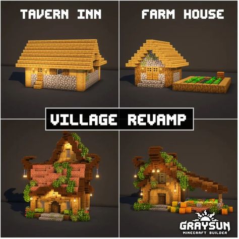 Minecraft Plains Village, Minecraft Farm House, Cottagecore Minecraft, Minecraft Village, Minecraft Structures, Bangunan Minecraft, Minecraft Farm, Easy Minecraft Houses, Minecraft Cottage