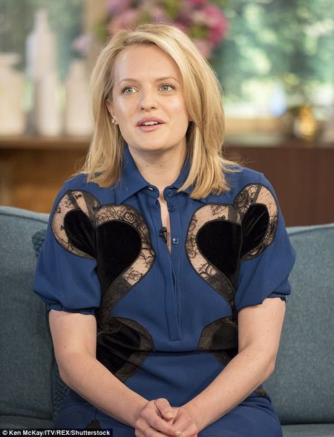 Telling all: Elisabeth Moss appeared on ITV's This Morning on Thursday to talk about The Handsmaid's Tale - including how she asked the author of the original novel Margaret Atwood some 'dumb questions' to gain a further insight into her role Elisabeth Moss Hair, Elizabeth Moss Hair, Elisabeth Moss Style, June Osborne, Paula Marshall, Handmaid's Tale Book, The Handmaid's Tale Book, Moss Hair, Peggy Olson