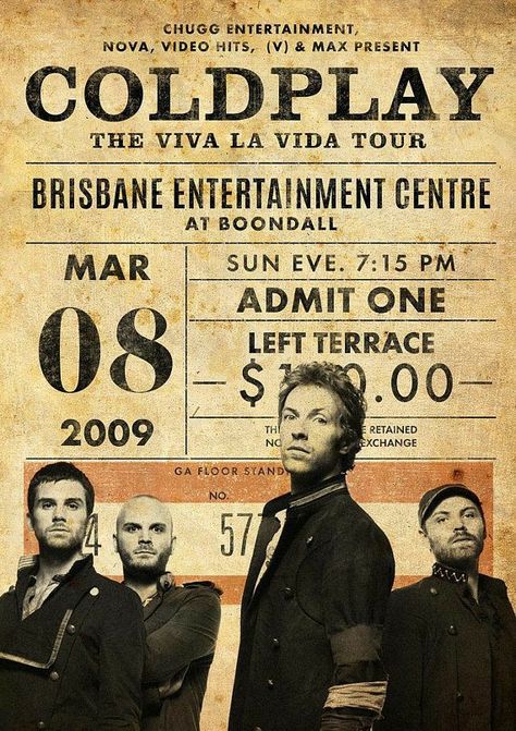 Coldplay Poster, Retro Pub, Concert Signs, Coldplay Concert, Vintage Concert Posters, Vintage Music Posters, Music Concert Posters, Pop Art Posters, Goodfellas