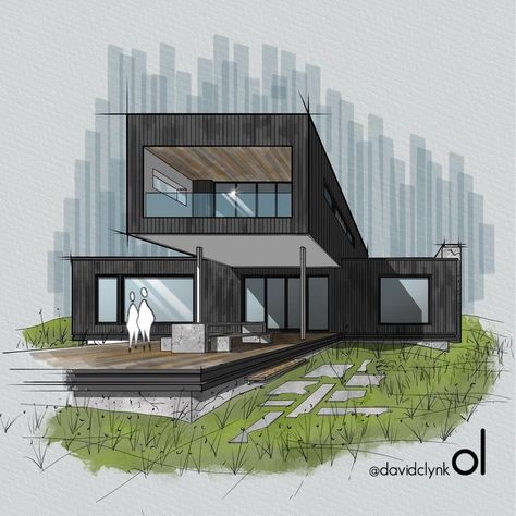 Sketching Outdoor Comfort: Exterior Design Solutions Exterior Sketch Architecture, Interior Architecture Sketch, Interior Design Sketchbook, Architecture Drawing Sketchbooks, Furniture Design Sketches, Perspective Drawing Architecture, Architecture Drawing Plan, Interior Design Renderings, Interior Architecture Drawing