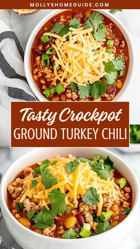 Ground Turkey Chili Crockpot Healthy, Turkey Sausage Chili Recipe, Chili Recipe Crockpot Ground Turkey, One Pot Turkey Chili, Sweet Turkey Chili, Crock Pot Recipes With Ground Turkey, Crockpot Recipe Ground Turkey, Crock Pot Turkey Chili Slow Cooker, Crockpot Chili Turkey