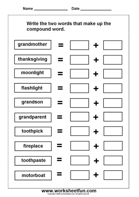 Free 2nd Grade Compound Words Worksheets Compound Words Worksheets, Third Grade Worksheets, Compound Words Activities, Words Worksheet, Homeschool Worksheets, Teaching Vocabulary, Spelling Worksheets, Kindergarten Worksheets Printable, Compound Interest