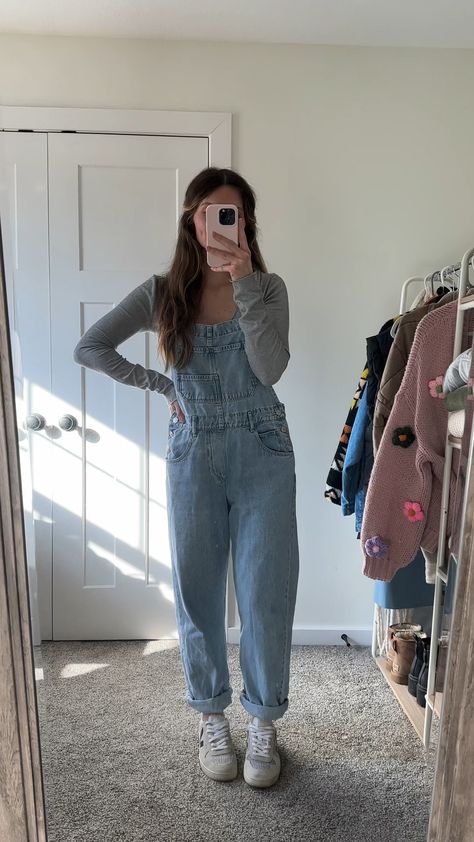 Shop We The Free Ziggy Denim Overalls and other curated products on LTK, the easiest way to shop everything from your favorite creators. Oversize Overalls Outfit, Ziggy Overalls Outfit, Grey Overalls Outfit, Blue Jean Overalls Outfits, Overall Winter Outfit, Oversized Overalls Outfit, Ways To Style Overalls, Denim Overall Outfit, Jean Overall Outfits