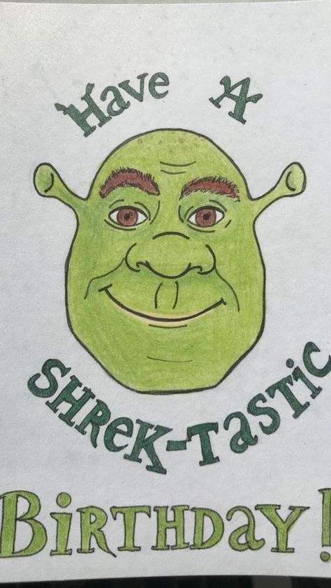 Card Ideas Funny Birthday, Present Ideas For Best Friend Birthday, Birthday Card Inspo For Brother, Happy Birthday Funny Drawing, Shrek Birthday Card Ideas, Funny Birthday Drawing Ideas, Funny Bday Card For Best Friend, Funny Things To Put In A Birthday Card, Funny Happy Birthday Drawings