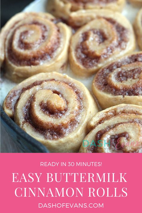 30 Minute Easy Buttermilk Cinnamon Rolls - Dash Of Evans Buttermilk Cinnamon Rolls, Buttermilk Breakfast, Buttermilk Baking, Easy Cinnamon Rolls Recipe, Biscuits Recipes, Rolls Easy, Cinnamon Rolls Easy, Cinnamon Roll Recipe, Buttermilk Recipes