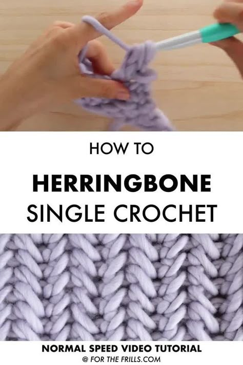 Herringbone Single Crochet Stitch, Herringbone Single Crochet, Crochet Herringbone, Crochet Unique, Japanese Crochet, Crochet Stitches Free, Herringbone Stitch, Stitch Tutorial, Crochet Simple