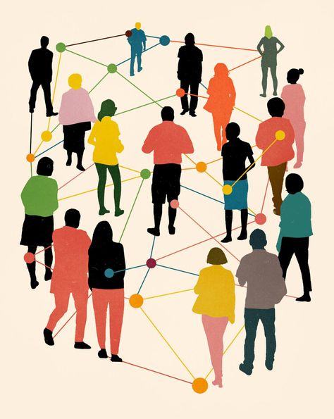 Connecting People Illustration, Coming Together Illustration, Everything Is Connected Art, Connected Graphic Design, Human Relationships Art, Stay Connected Design, Community Design Graphics, Community Poster Design, Leadership Drawing Ideas