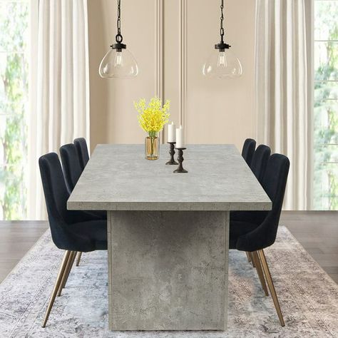 Leejay 70 inch Rectangular Wood Dining Table,Cemented - Walmart.com Traditional Dining Room Table, Rustic Farmhouse Dining Table, Rectangular Dining Room Table, Concrete Dining Table, Chairs For Small Spaces, Traditional Dining Room, Dining Room Tables, Farmhouse Dining Table, Solid Wood Dining Table