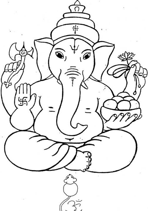 Printable coloring pages - Hindu Mythology: Ganesh (Gods and Goddesses) Ganpati Drawing, Arte Ganesha, Ganesha Sketch, Ganesha Drawing, Ganesh Art Paintings, Children Sketch, Lord Ganesha Paintings, Ganesh Art, Ganesha Painting