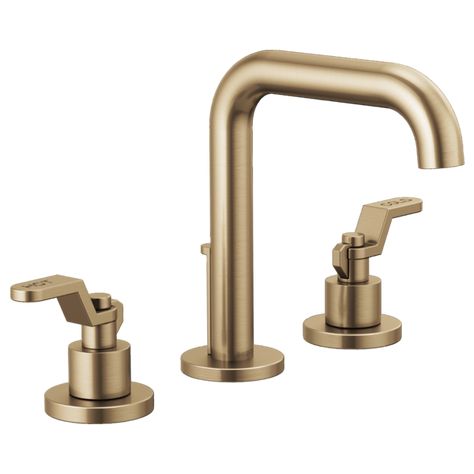 Litze® | Widespread Lavatory Faucet - Less Handles Gold Faucet Bathroom, Bathroom Closet Remodel, Black Clawfoot Tub, Brizo Litze, Gold Faucet, Faucet Bathroom, Bar Faucets, Widespread Bathroom Faucet, Bath Hardware