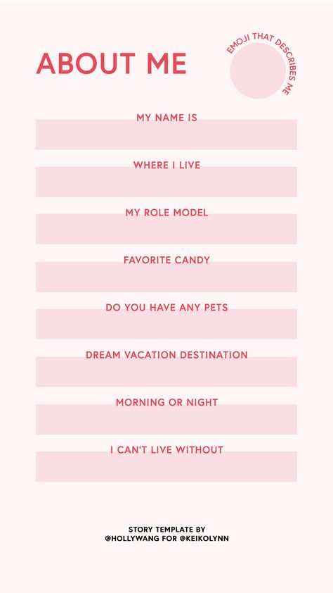 instagram stories template - about me faq for instagram story Struktur Teks, About Me Template, Survey Template, Instagram Story Questions, Instagram Questions, Penanda Buku, Instagram Challenge, Instagram Games, Simple Designs To Draw