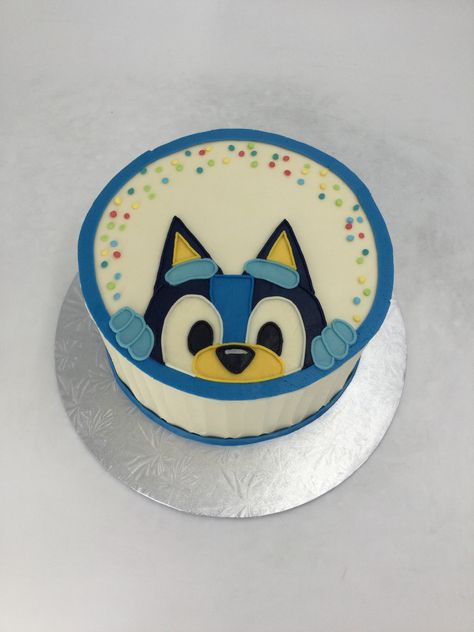 One Tier Bluey Cake, Bluey Birthday Cupcake Cake, Buttercream Bluey Cake, Bluey Birthday Smash Cake, Bluey Themed Desserts, Bingo Bluey Birthday Cake, Bluey Cupcake Cake Ideas, Small Bluey Cake, Bluey Cake Easy