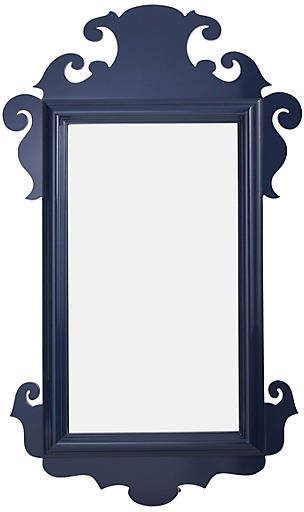 Charleston Wall Mirror - Navy - Oomph Wall Shrines, Chinoiserie Furniture, Lacquered Mirror, Painted Mirror, Mirror Makeover, Colonial Furniture, Colonial Decor, Mirror Painting, Wooden Mirror