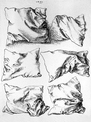 Albrecht Durer -- Pillows. Even great artists must practice. Drawing Hands, Albrecht Dürer, Albrecht Durer, Drawing Exercises, Drawing Faces, Arte Sketchbook, Ink Drawings, Drawing Lessons, Drawing Tutorials